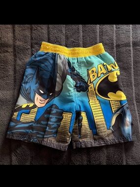 Batman Yellow and Blue Swim Trunks